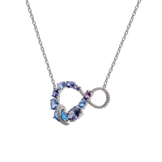 Collar de plata con colgante multicolor en tonos azules