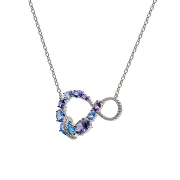 Collar de plata con colgante multicolor en tonos azules