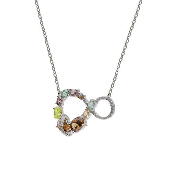 Collar de plata con colgante multicolor en tonos cálidos