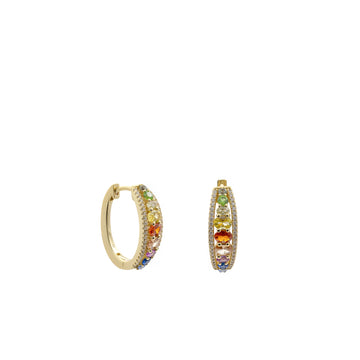 Pendientes de aro de plata bañados en oro multicolor con circonitas