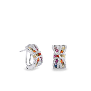 Pendientes lazo de plata con circonitas multicolor