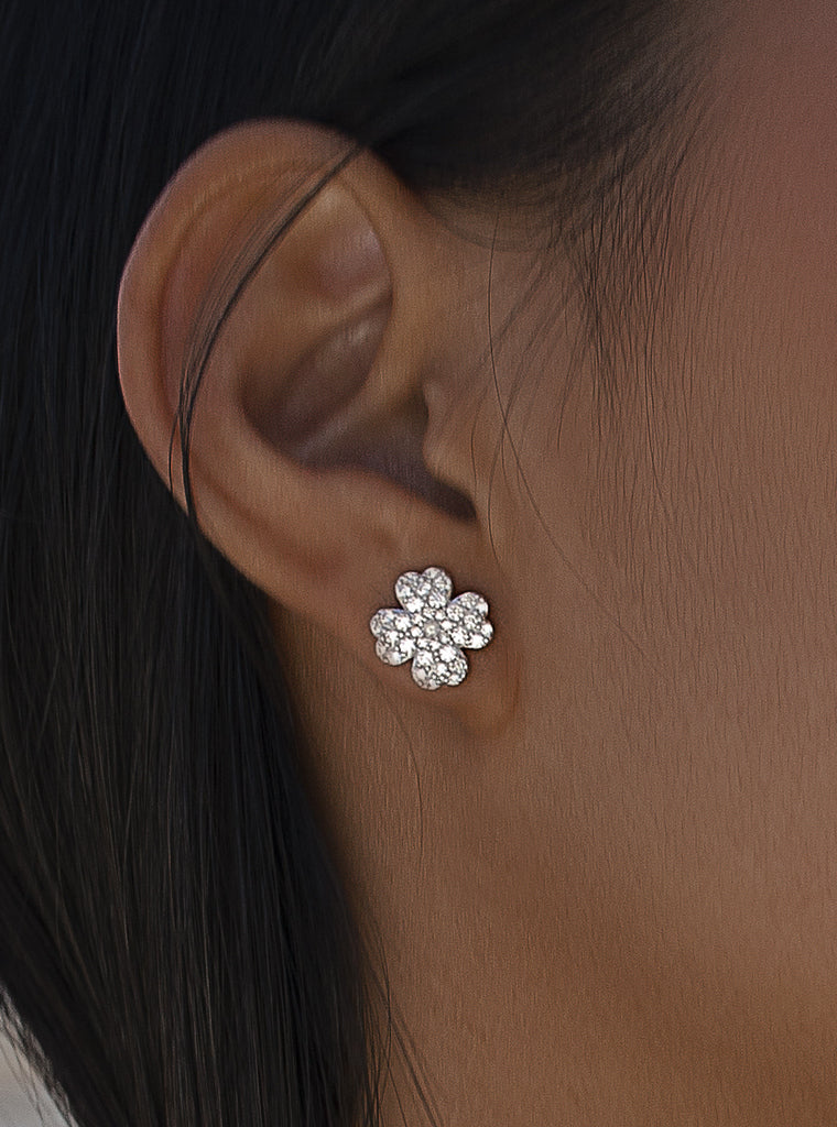 Pendientes de plata 925 con flor de circonitas