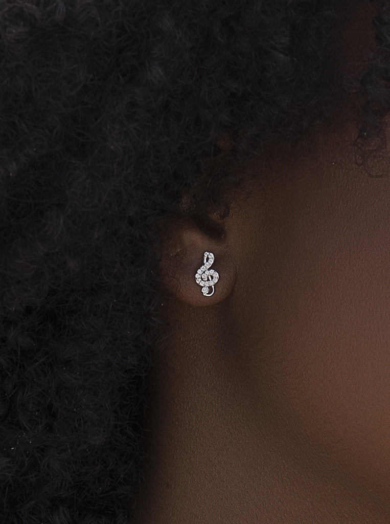 Pendientes de plata 925 con clave de sol y circonitas