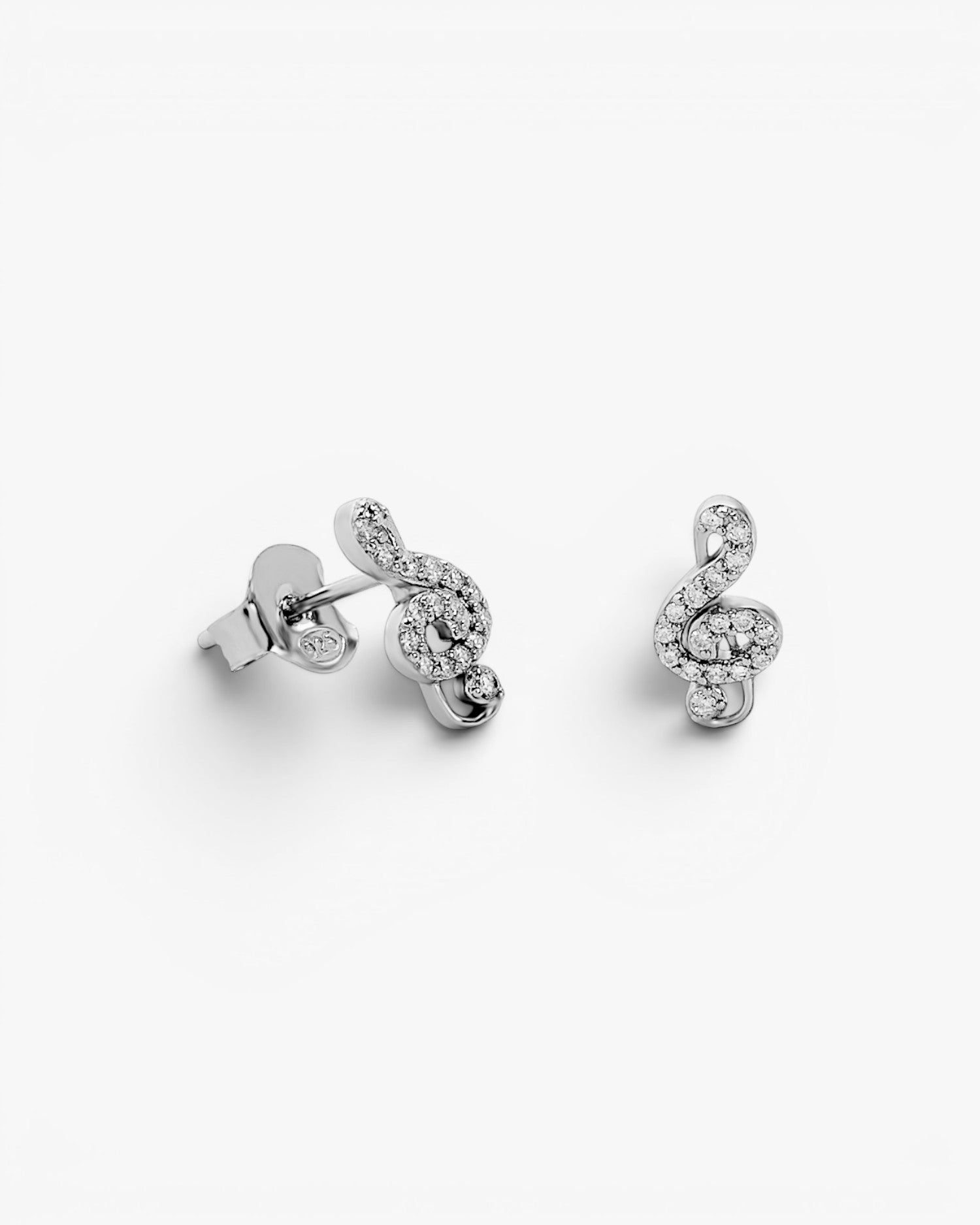 Pendientes de plata 925 con clave de sol y circonitas
