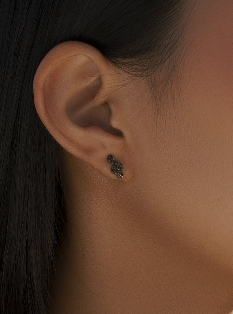 Pendientes de plata 925 con clave de sol y circonitas negras