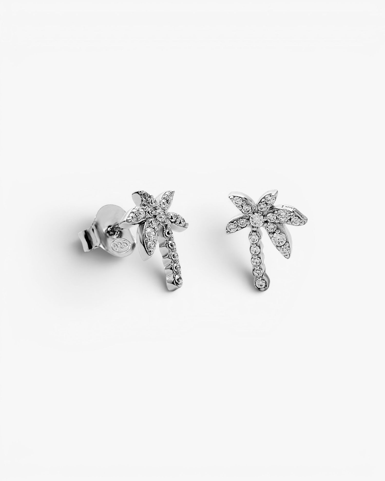 Pendientes de plata 925 con palmera y circonitas