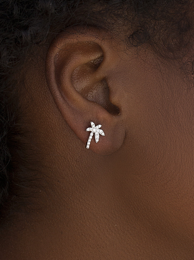Pendientes de plata 925 con palmera y circonitas