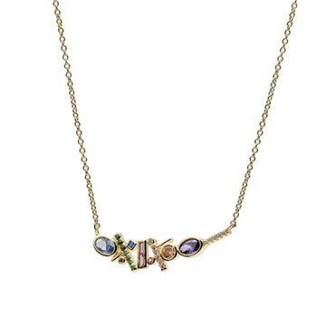 Collar geométrico kaleido multicolor de plata bañada en oro
