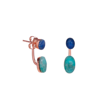 Pendientes de plata tono oro rosa con piedras azules