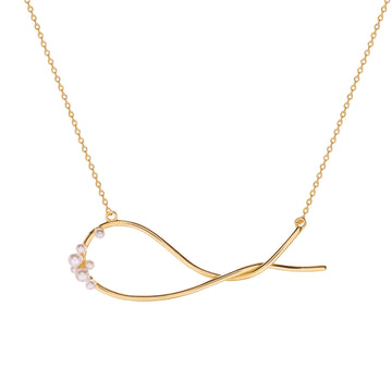 Collar original de plata bañado en oro diseño entrelazado con mini perlas