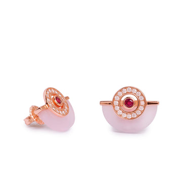 Rose gold-tone half moon earrings with cubic zirconia