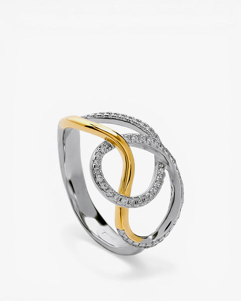 Bague bicolore en argent avec zircone cubique