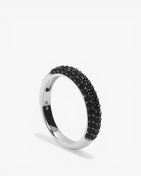 Anillo con circonita de plata con circonitas negras