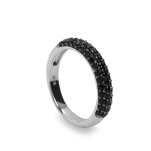 Anillo con circonita de plata con circonitas negras