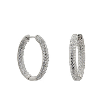 Pendientes aro de plata finos pequeños con circonitas