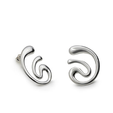 Original silver earrings with a spiral design