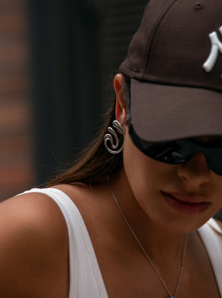 Original silver earrings with a spiral design