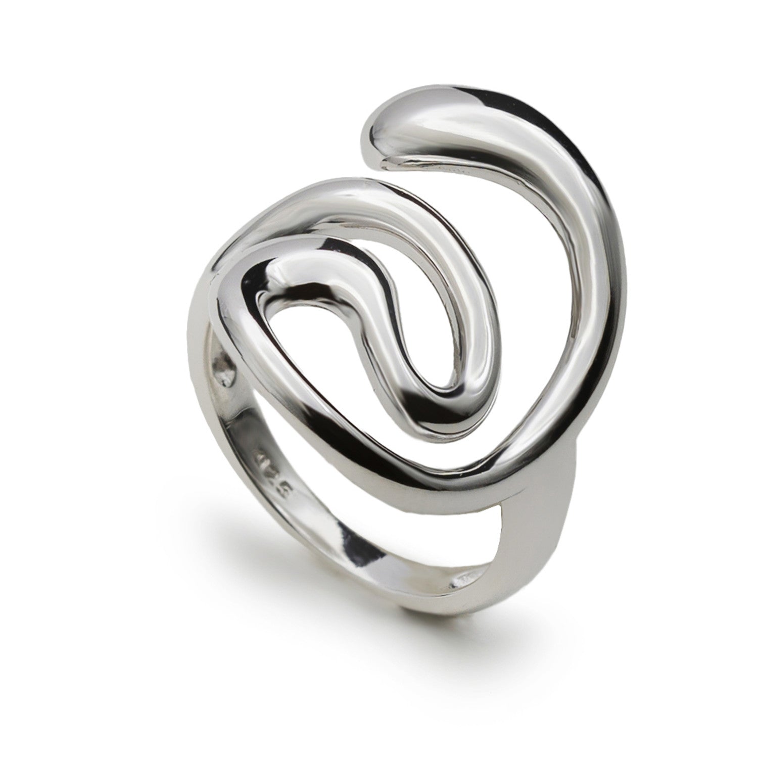 Anillo original de plata con diseño de espiral