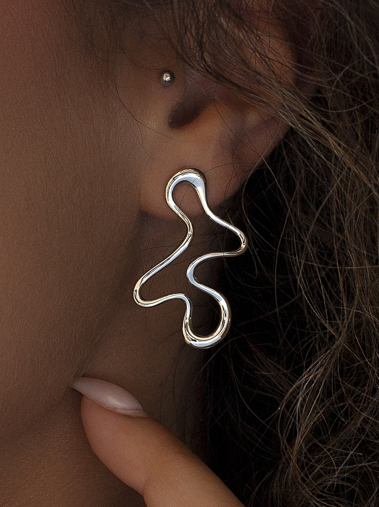 Pendientes originales de plata diseño abstracto