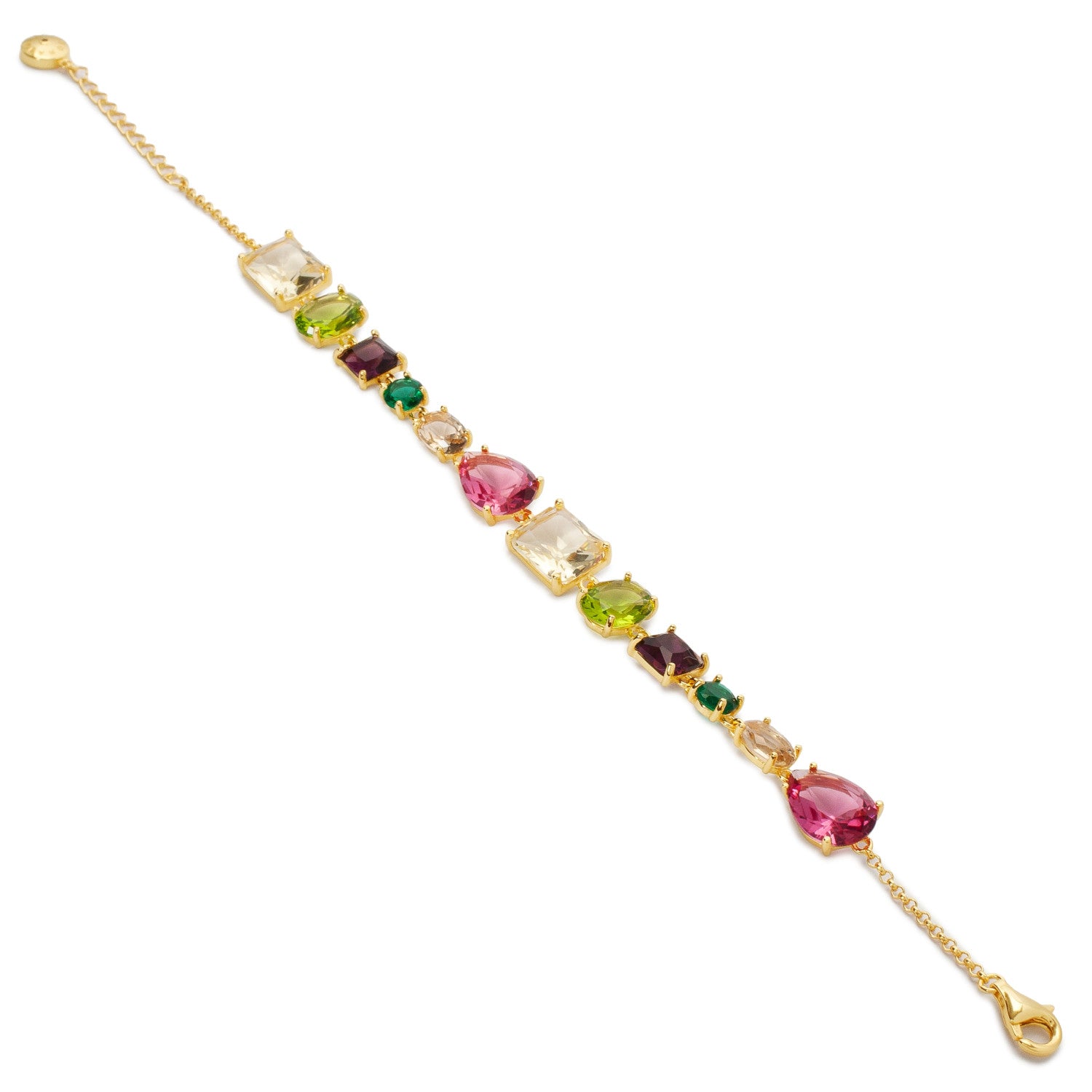 Pulsera multicolor de tallas mixtas en plata dorada