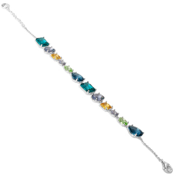 Pulsera de plata multicolor con piedras geométricas