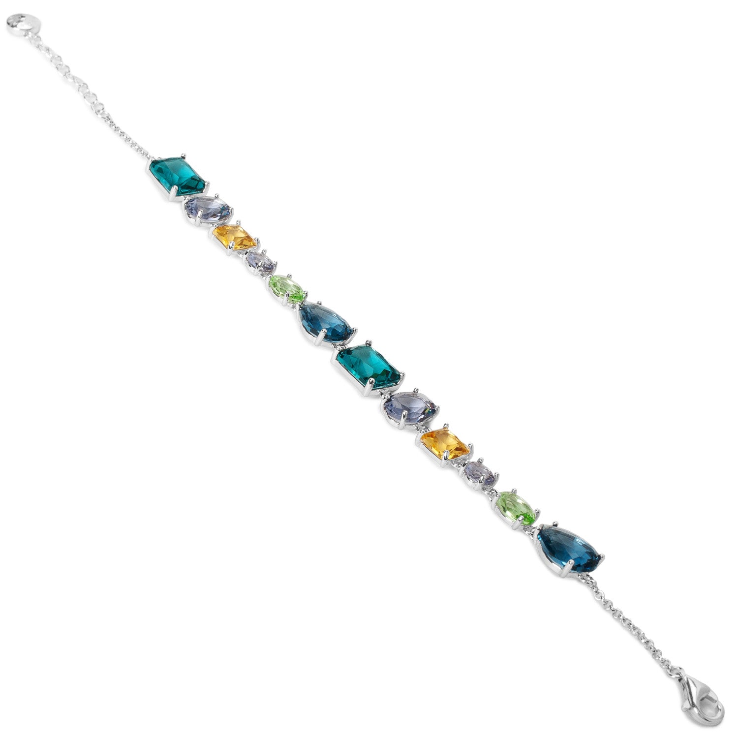 Pulsera de plata multicolor con piedras geométricas