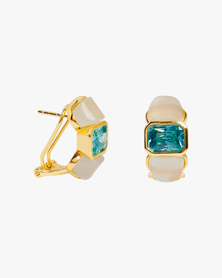 Boucles d'oreilles en argent plaqué or avec turquoise et opale