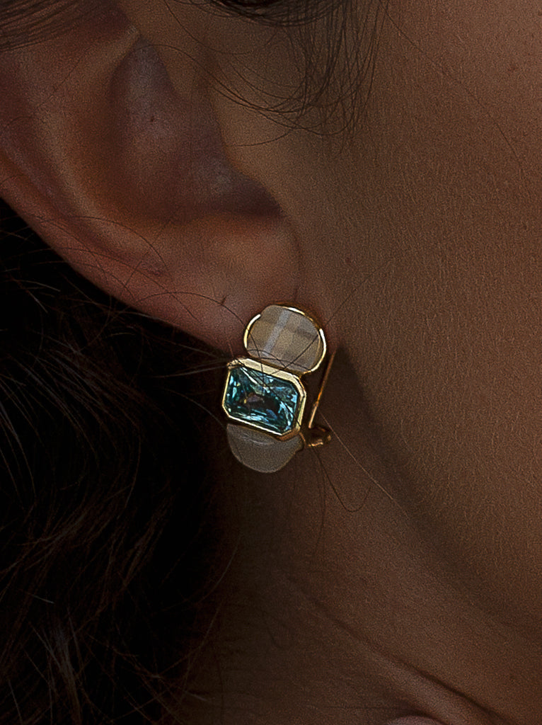Gold-plated silver earrings with turquoise and opal stones