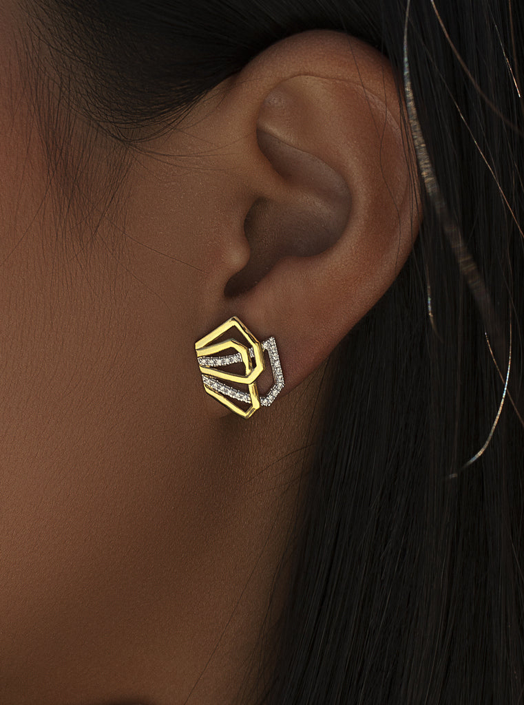 Pendiente de plata bicolor diseño estructural