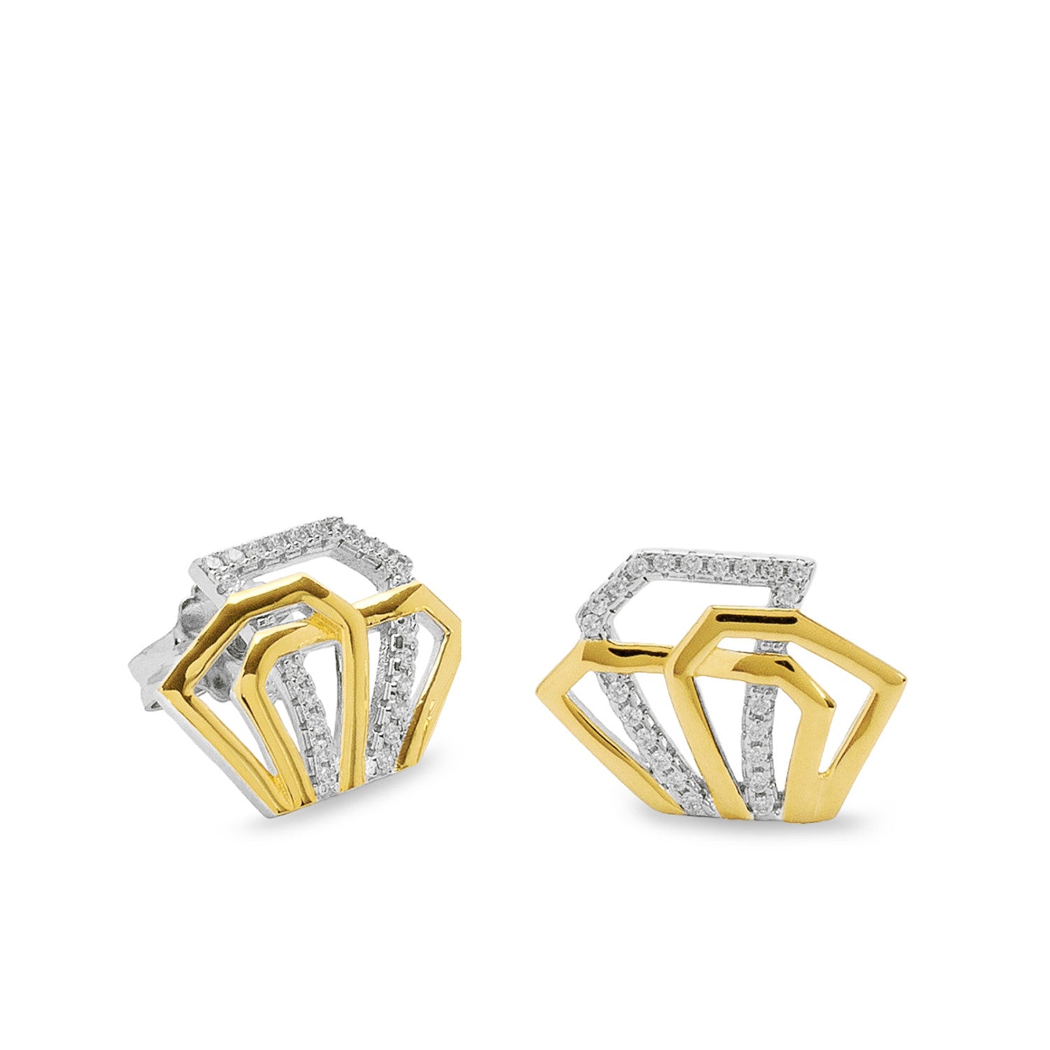 Pendiente de plata bicolor diseño estructural