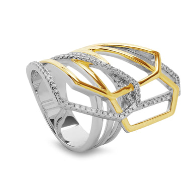 Anillo de plata bicolor – diseño estructural