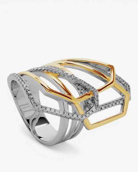 Bague en argent bicolore – design structurel