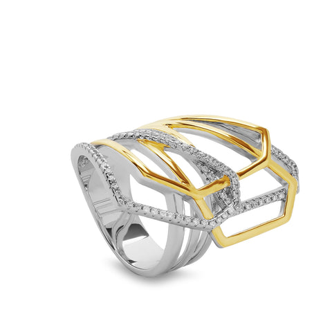Anillo de plata bicolor – diseño estructural