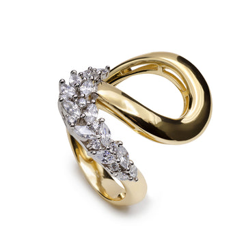 Anillos de plata bañada en oro bicolor con circonitas – diseño envolvente