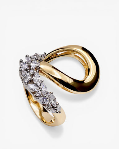 Anillos de plata bañada en oro bicolor con circonitas – diseño envolvente