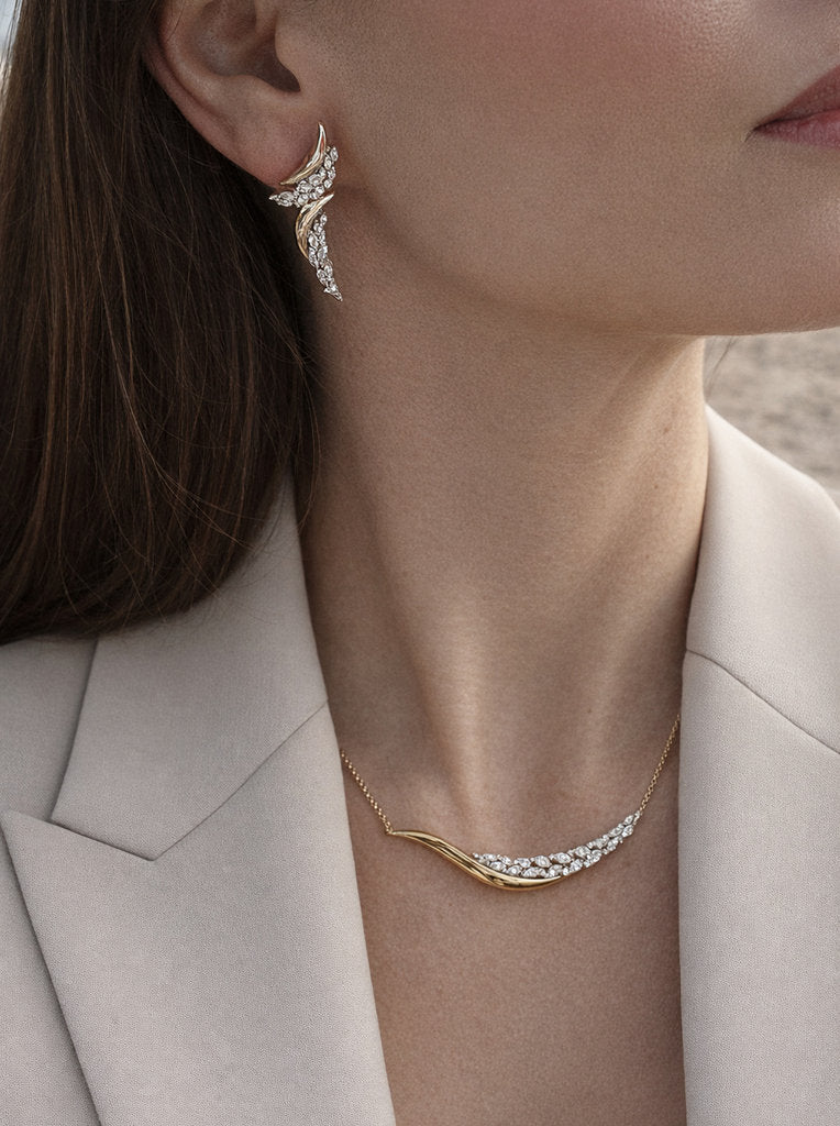 Pendientes bicolor de plata bañada en oro elegantes