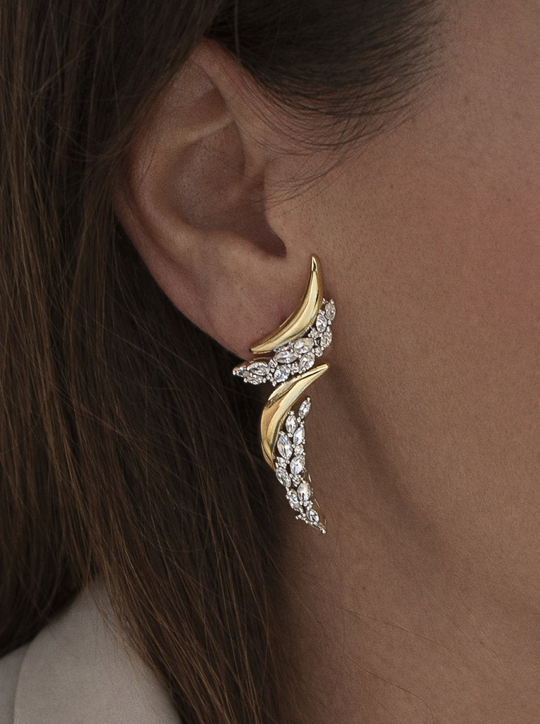 Pendientes bicolor de plata bañada en oro elegantes