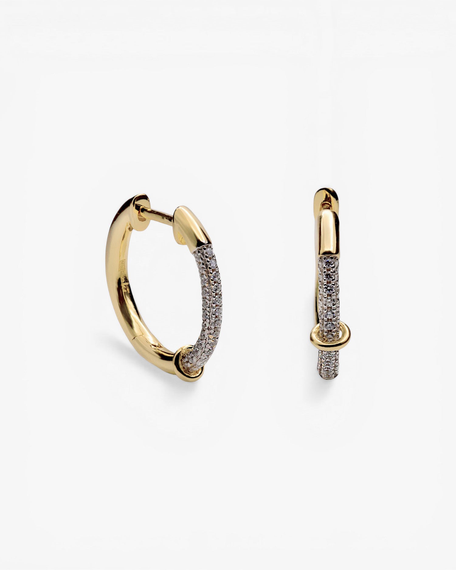 Gold-plated silver hoop earrings with zircons