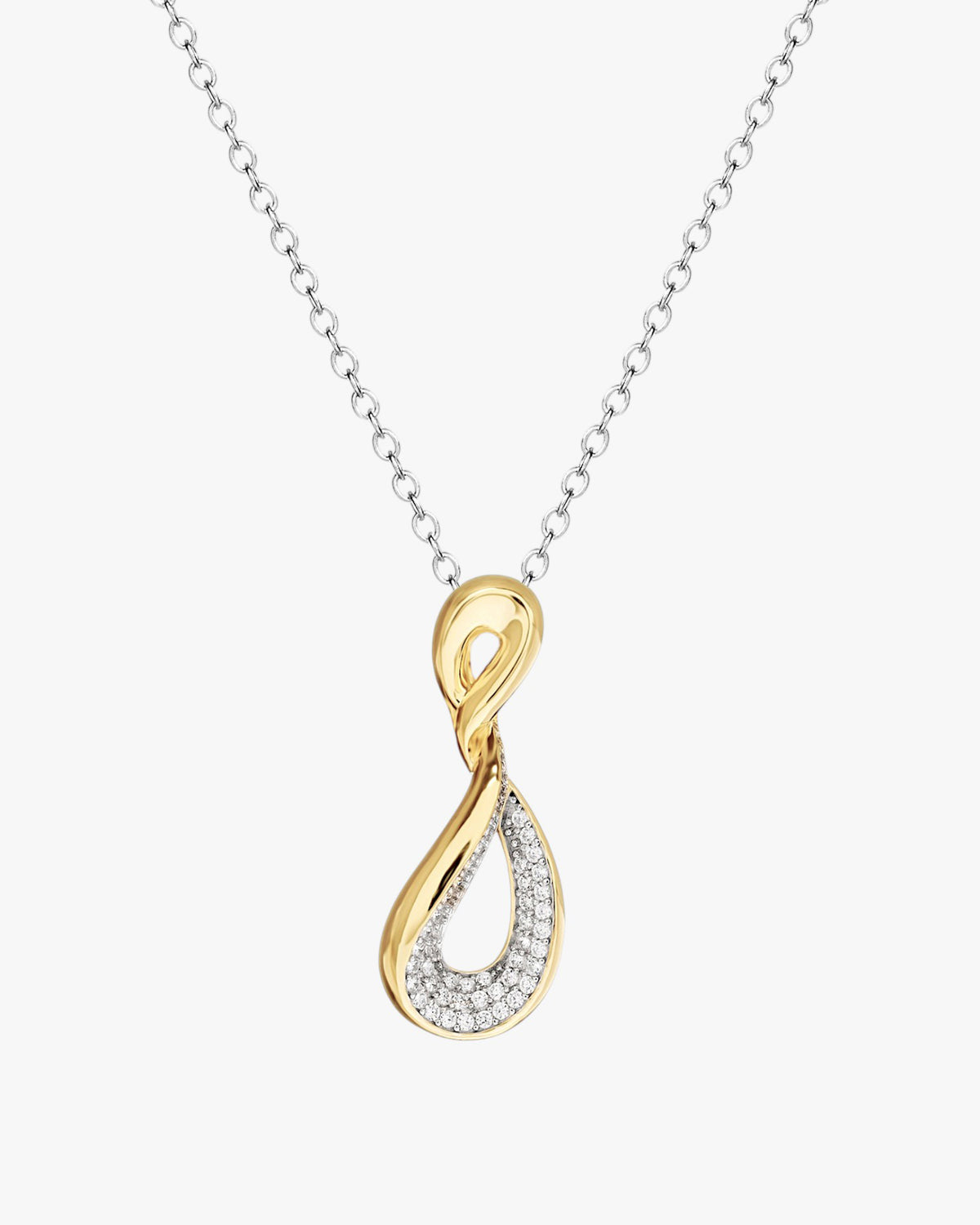 Pendentif goutte en argent plaqué or avec zircons