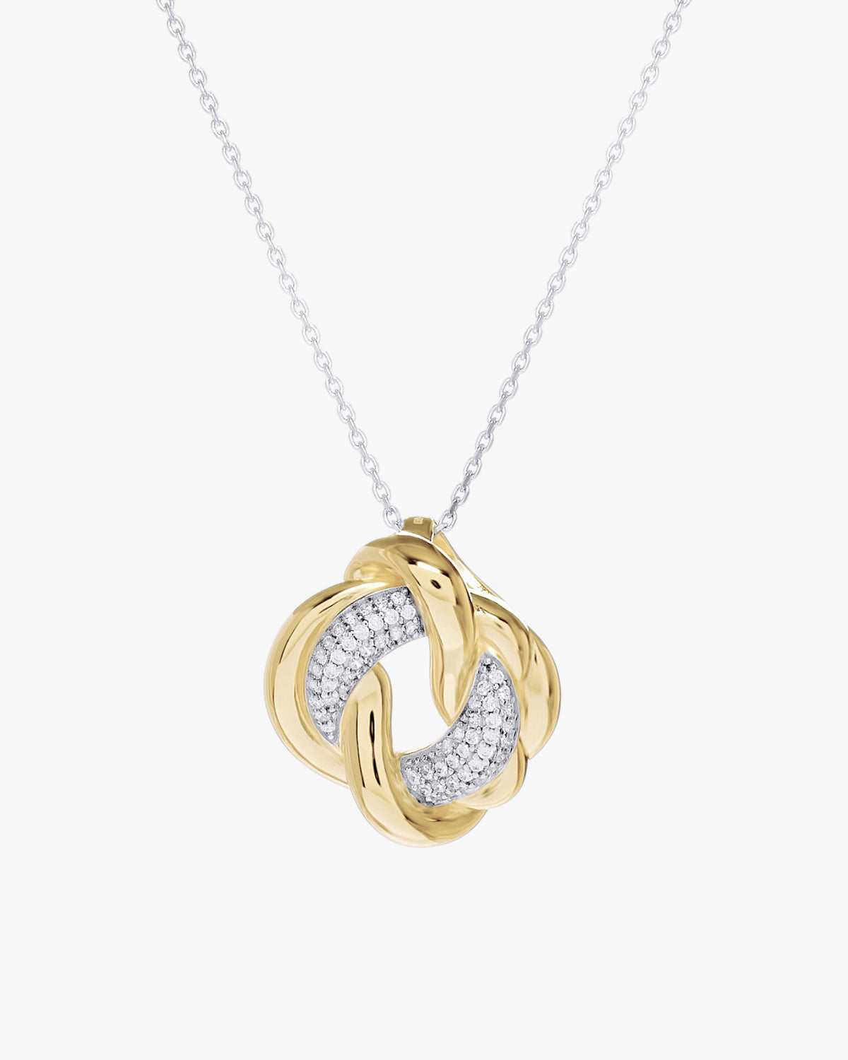 Colgante de plata 925 bicolor con eslabones y circonitas