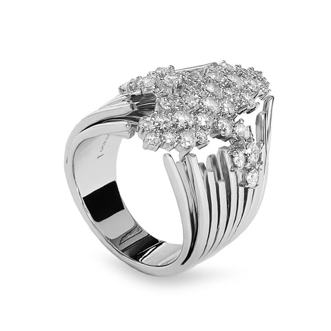 Large designer silver ring with cubic zirconia