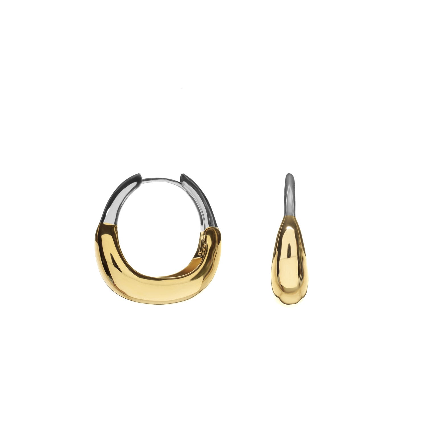 Pendientes aro de plata bicolor diseño ancho redondo