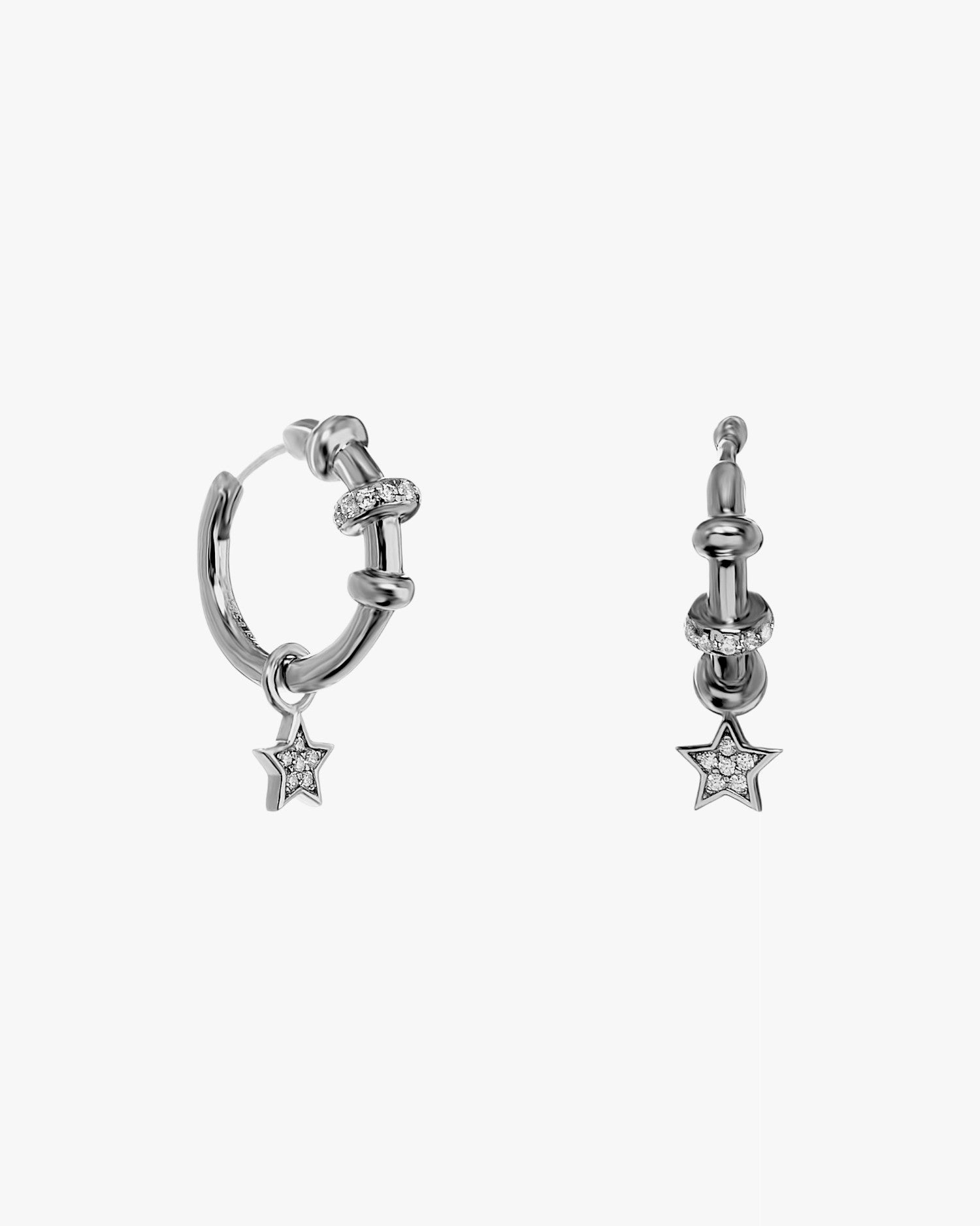Pendientes aro de plata con estrella y circonitas