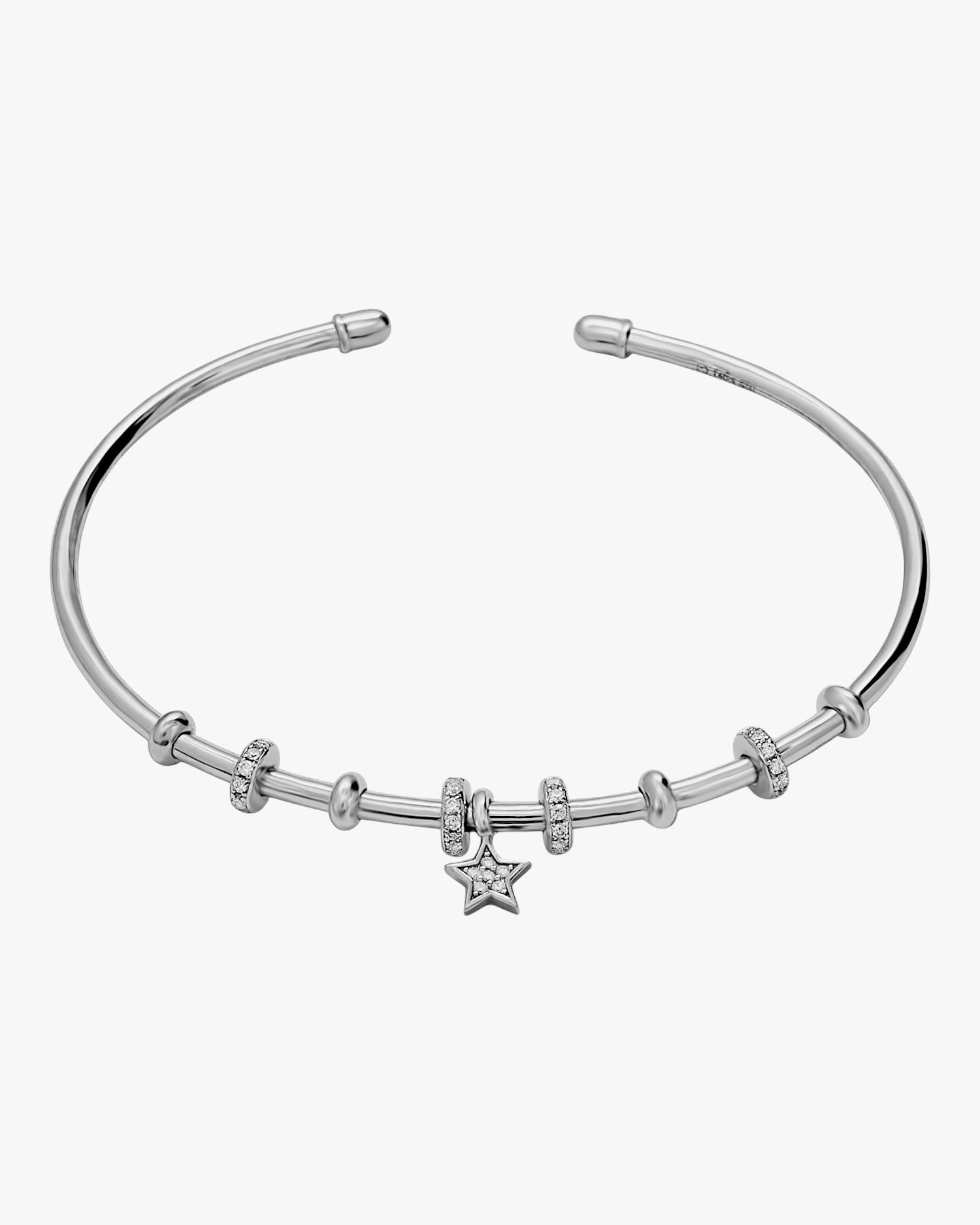 Pulsera rígida de plata con estrella y circonitas