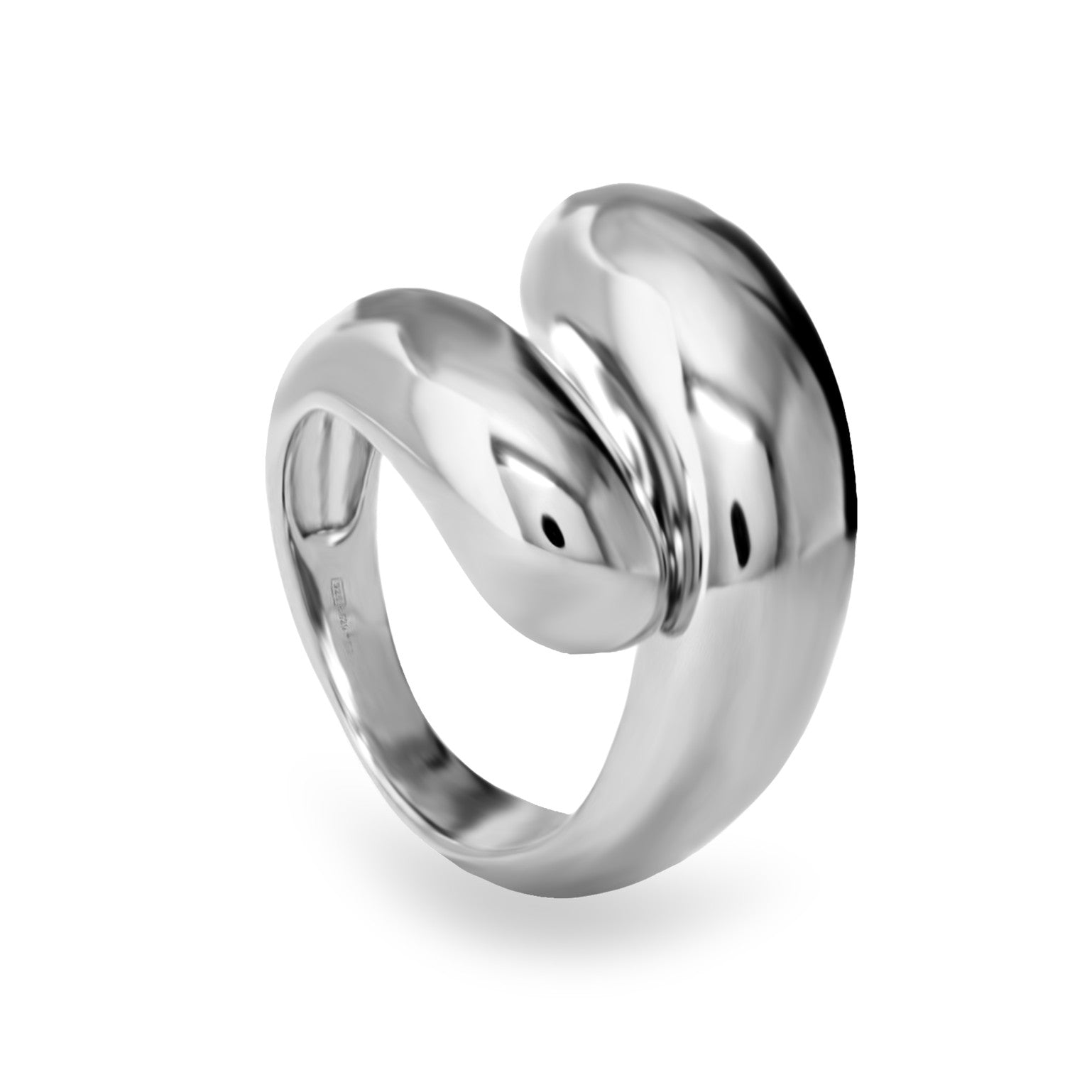 Original silver ring with open, coiled design