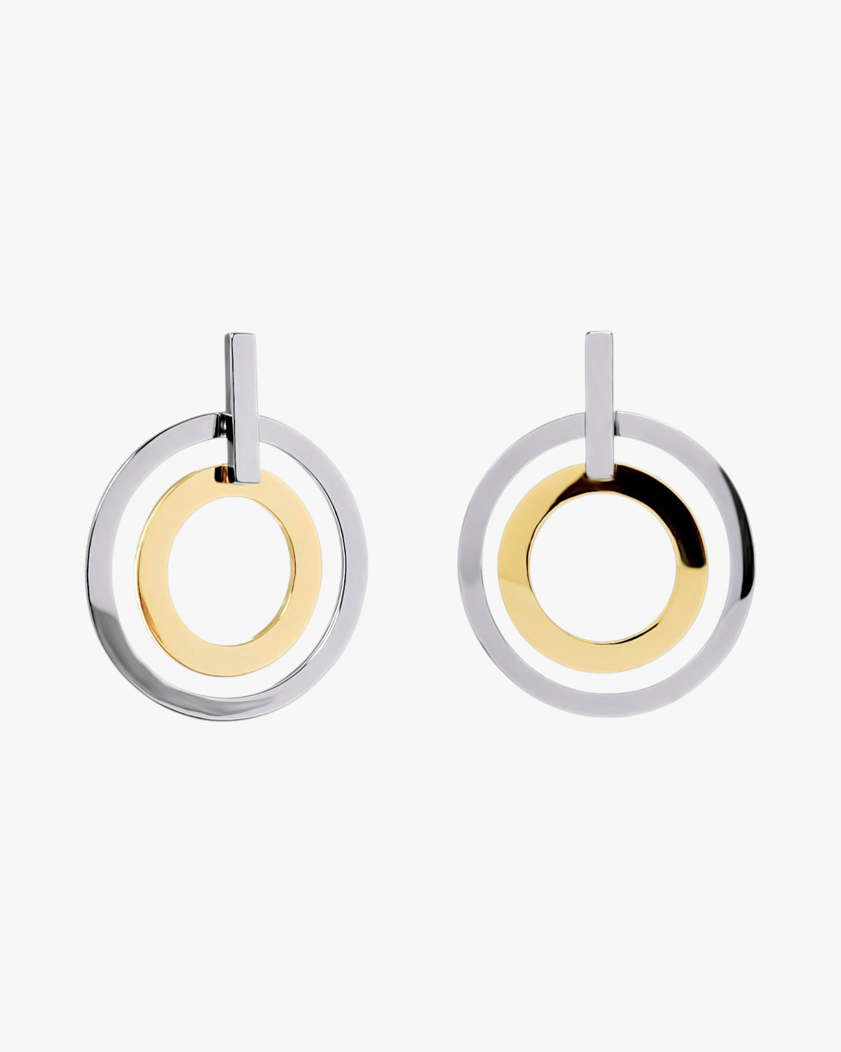 Pendientes bicolor de plata con círculos entrelazados