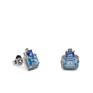 Pendientes de plata geométricos con piedras azules