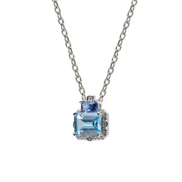Colgante de plata con piedra azul cielo y azul intenso