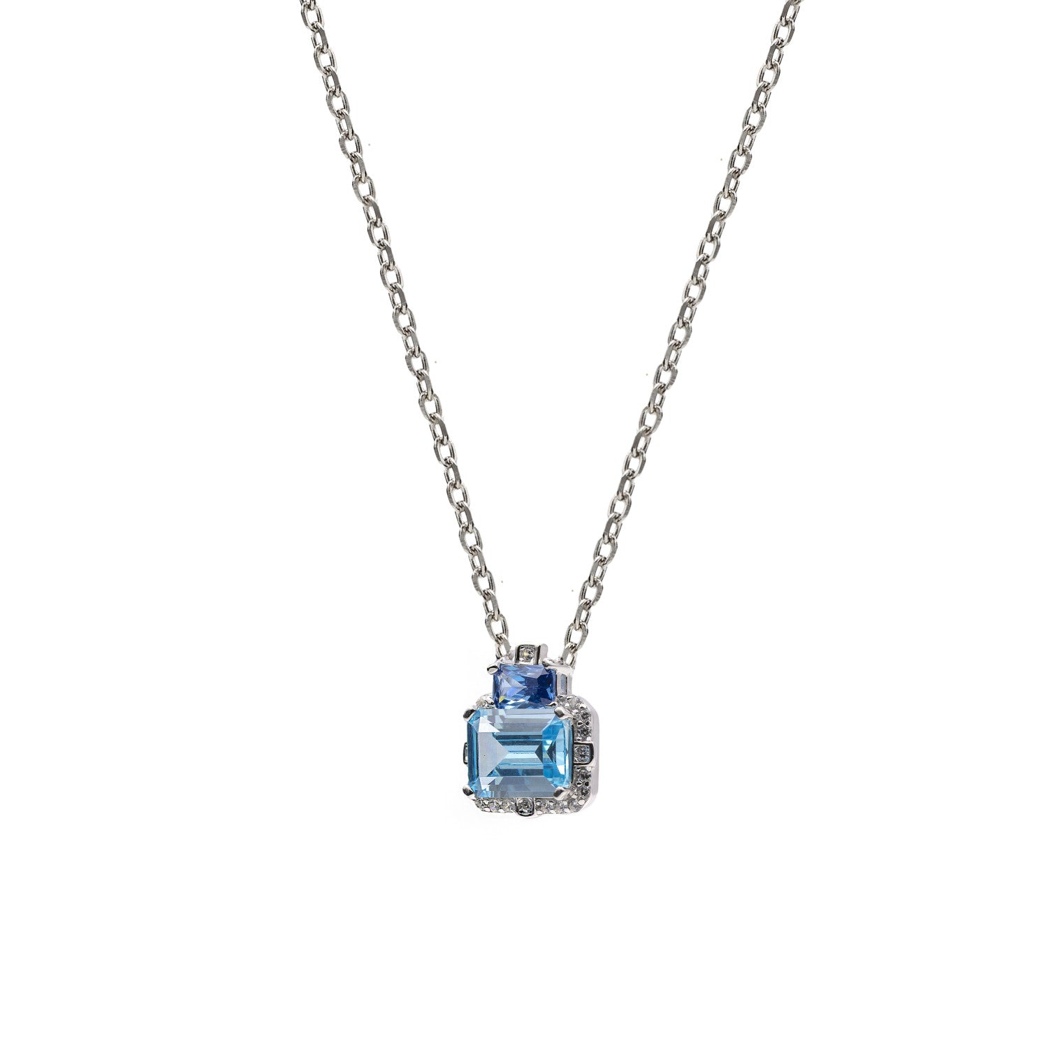 Colgante de plata con piedra azul cielo y azul intenso