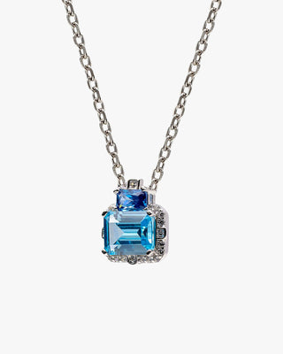 Colgante de plata con piedra azul cielo y azul intenso